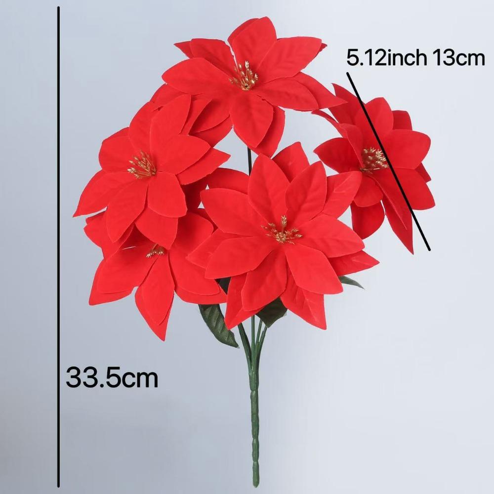 Flowers Poinsettia Bushes Simulation bouquet Xmas Decor Christmas Decoration Christmas Bouquets