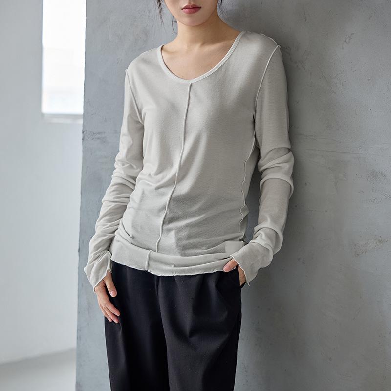 

Tencel Wool Crew Neck Long Sleeve Sweater - Women s Slim Fit, Versatile Layering for Fall/Winter. Small светло-серый
