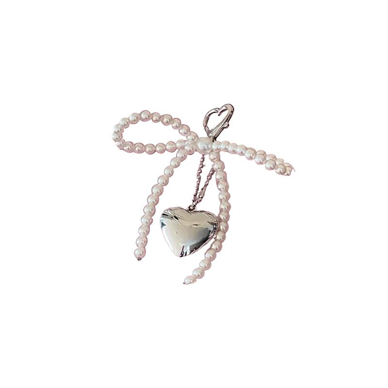 

Корейский Милый Жемчужный Бант Гальванизированное Серебро Подвеска Сердце Цепочка для Мобильного Телефона Украшение для Подвешивания на Чехол для Наушников Брелок Шармы для Сумки