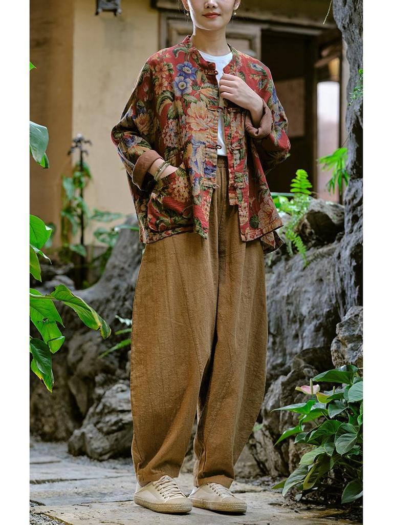 Women's Plus Size Cotton-Linen Zen Tai Chi Pants - 2025 Spring/Summer Retro Style