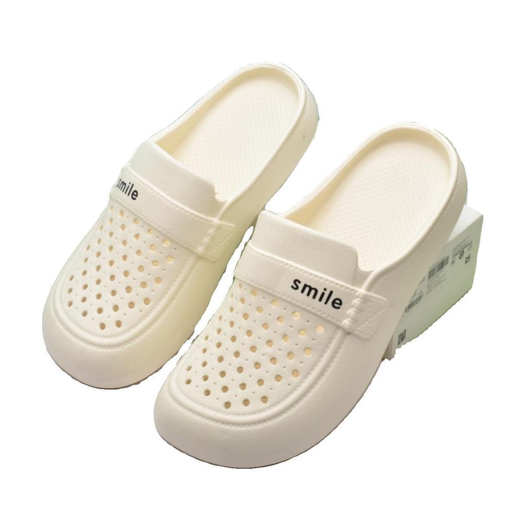 Damen Sommer Loch-Zehen Strand Pantoffeln: Leicht, Hohlkonstruktion, Flacher Boden.