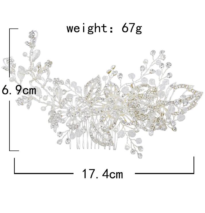 Klassische Silber Diamant Kristall Weiße Perle Haarschmuck Hochzeit Geflochtenes Kopfschmuck Party Damen Schmuck