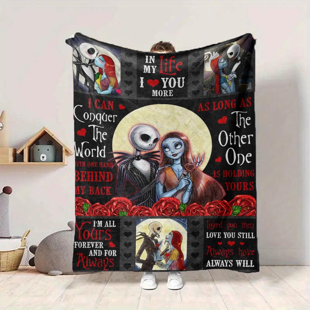 1Pc Jack Sally'S Eternal Love Blanket Soft And Comfortable Casual Warm Camping Travel Christmas Halloween Xmas Gift M924535