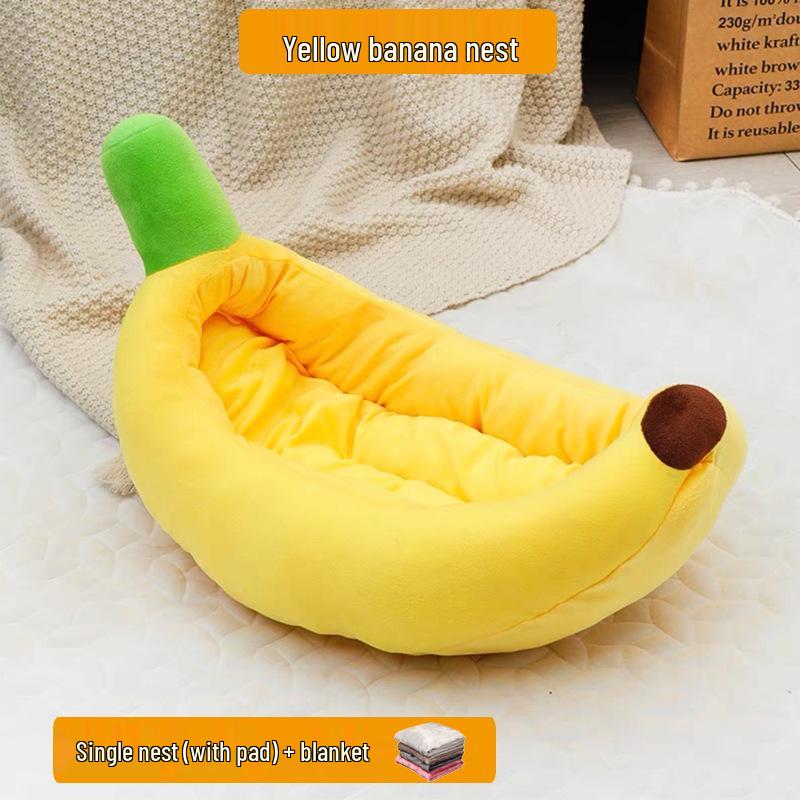 Pet Banana Bed: Year-Round Cool & Warm Mat for Cats and Dogs