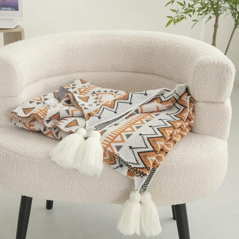 Pătură de soare Navajo Pături groase tricotate pentru copii Nou-născut Boemia în carouri Aer condiționat Pătură pentru pui de somn Articole pentru bebeluși