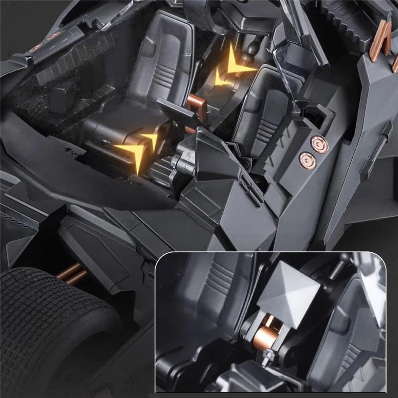 1/18 Classic Movie Car 2008 Batmobile Concept Bat Sports Car Model Diecast Metal Toy Racing Car Model Sound and Light Kids Gifts