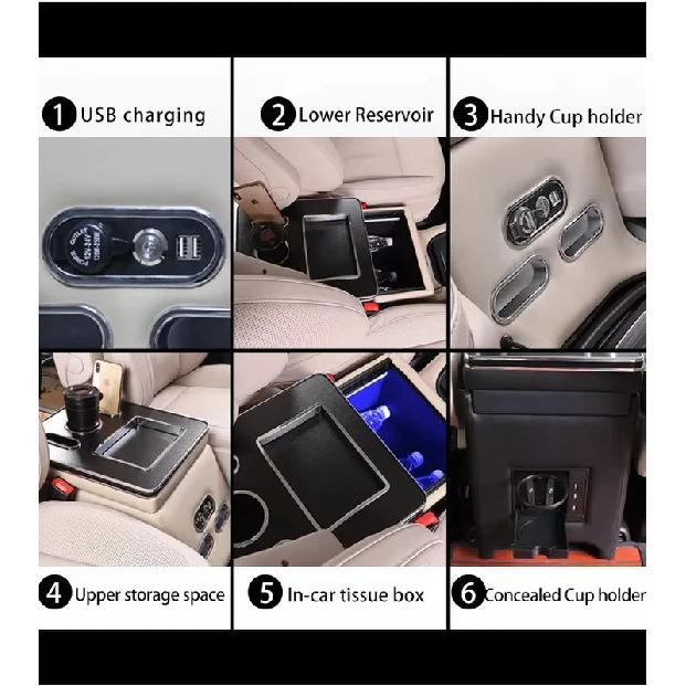 FOR Mercedes-Benz V-Class V220 V260 V250 W447 2014-2023 Armrest Storage Box Rear Handrail Box Mobile Phone Charging USB Armrest