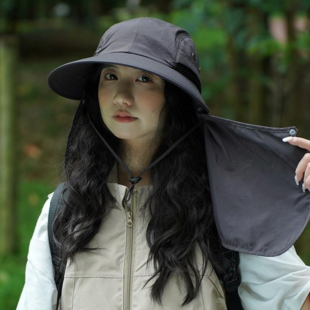 Large Brimmed Sun Hat Full Face Coverage Wide Brim Hat Casual Neck Flap Cap Men Women