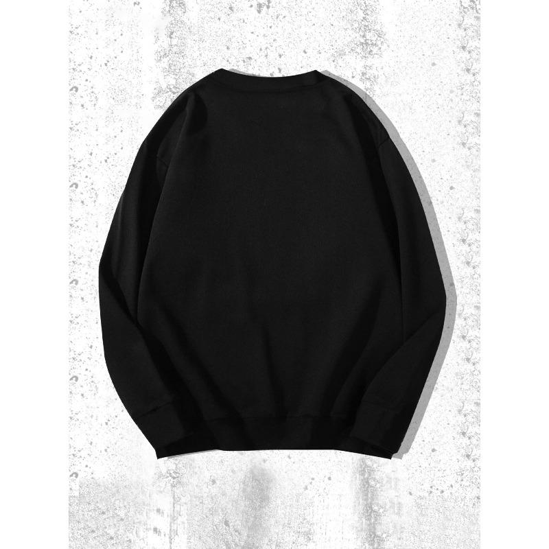 Men's Gothic Tattoo Girl Graphic Sweatshirt - Casual Loose Fit, Polyester, Round Neck, Long Sleeve - Edgy Streetwear for Autumn/Winter