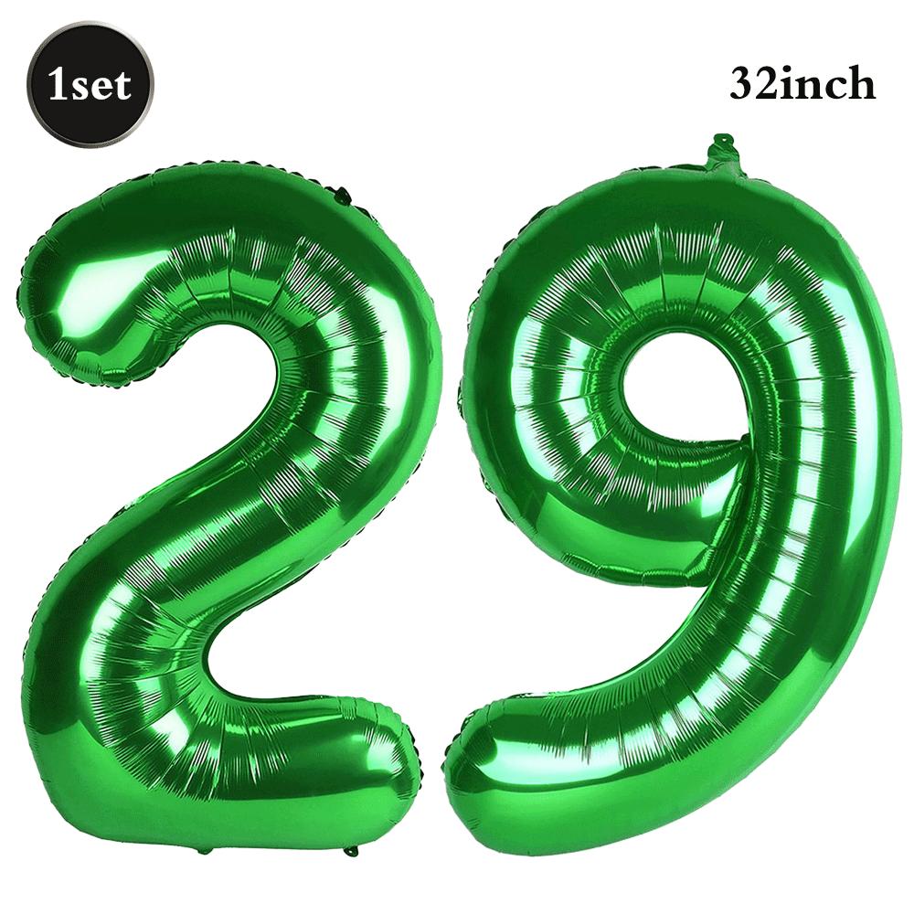 32 Inch Green Number Foil Balloons 0-9 Jungle Safari Theme Soccer Party Decor Kid Boy 1st Birthday Dinosaur Baby Shower Supplies