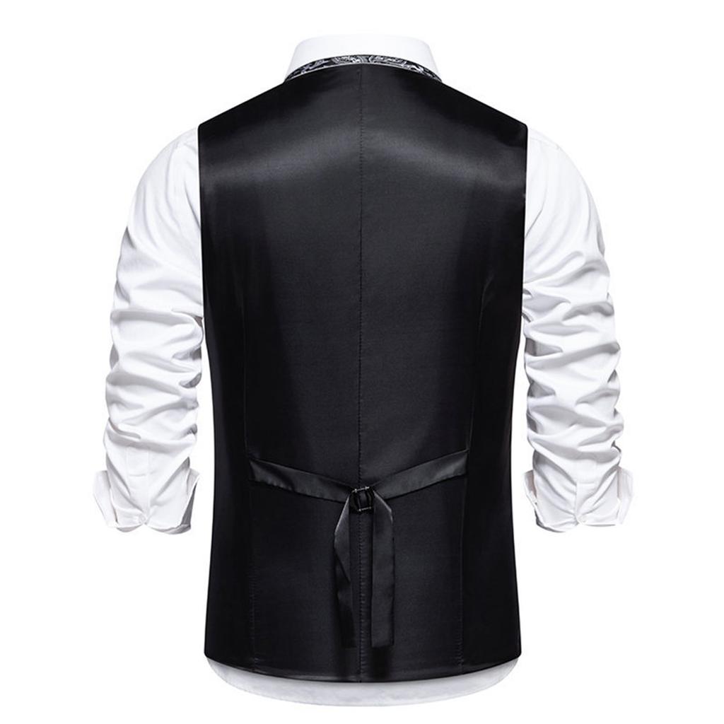 Men'S Retro Lapel Single Breasted Suit Vest Herringbone Ni V-Neck Vest
