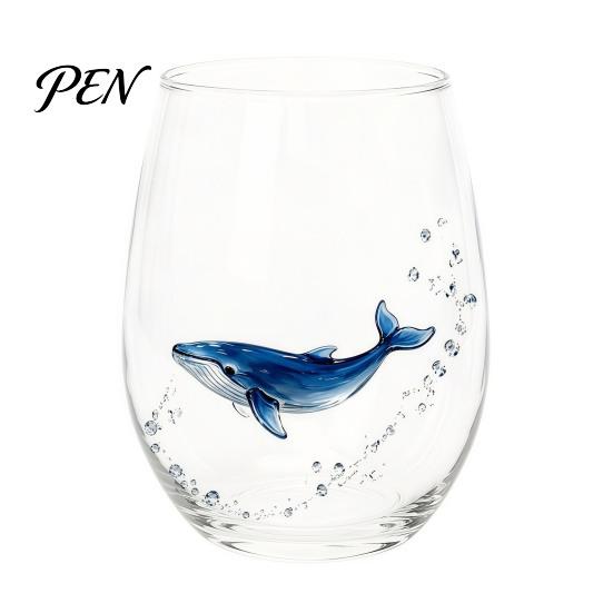 Beach House Kitchen Decor Marine Animal Theme Clear Glass Tumbler, Handcrafted Painted Glassware, Artistic Nautical Decorative Cup Creative