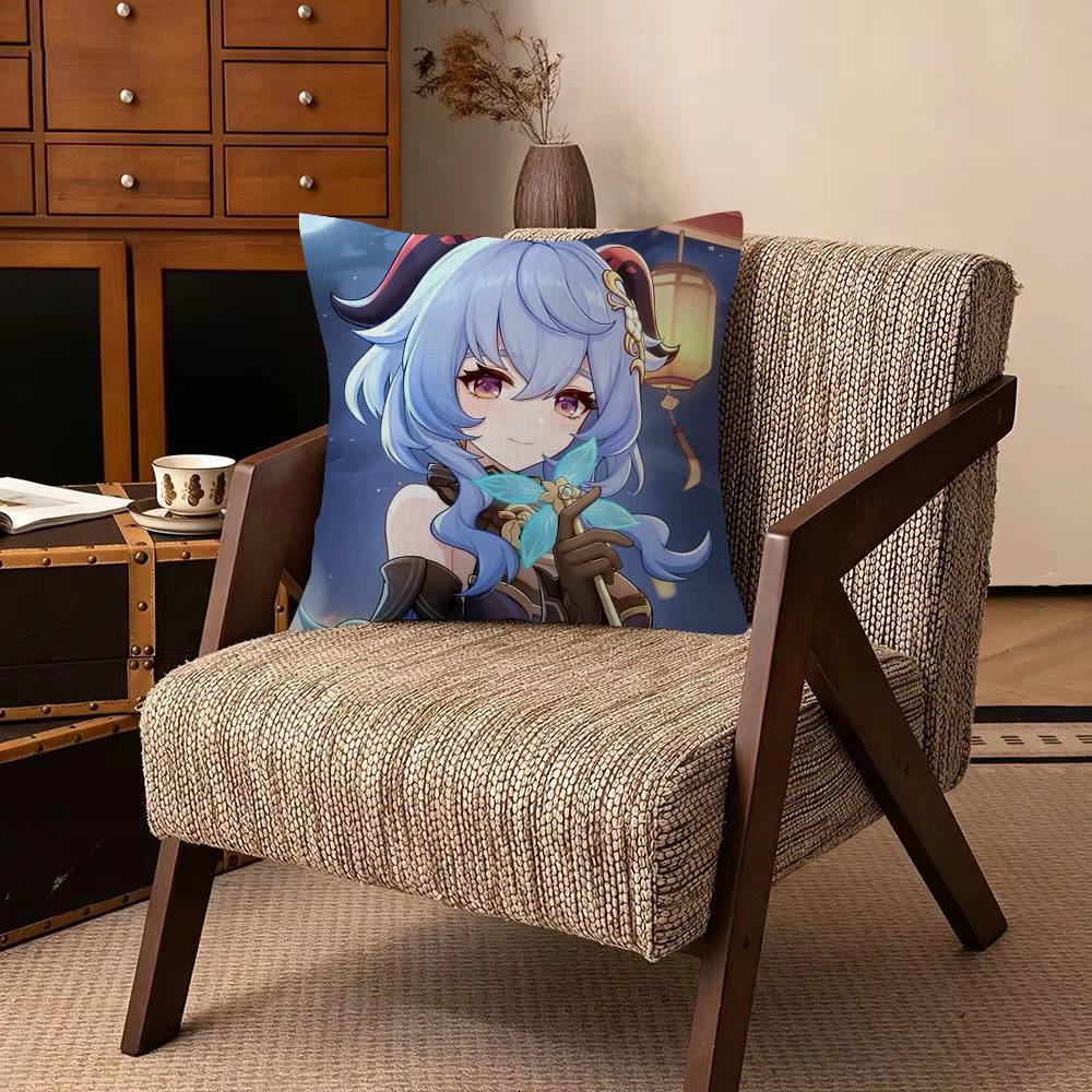 Anime Ganyu Game Decorative Pillowcase Square Pillowcase Home Office Decorative Cushion Cover