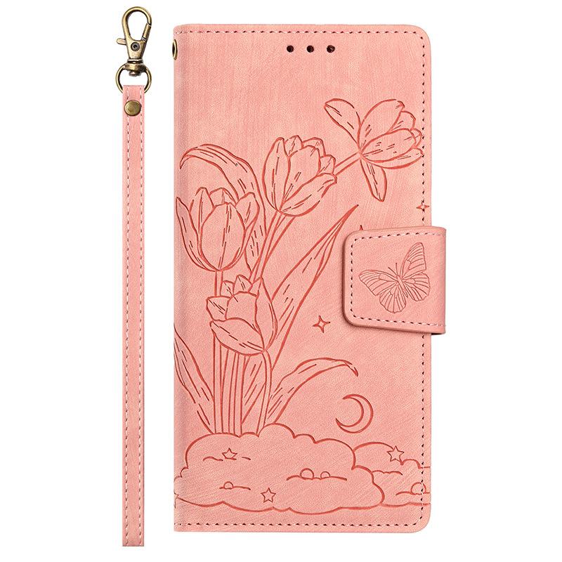 Applicable GalaxyS25EdgeS24FE23 Anti-drop Embossed Mobile Phone Leather Case Samsung S26ULTRA Wallet Protection