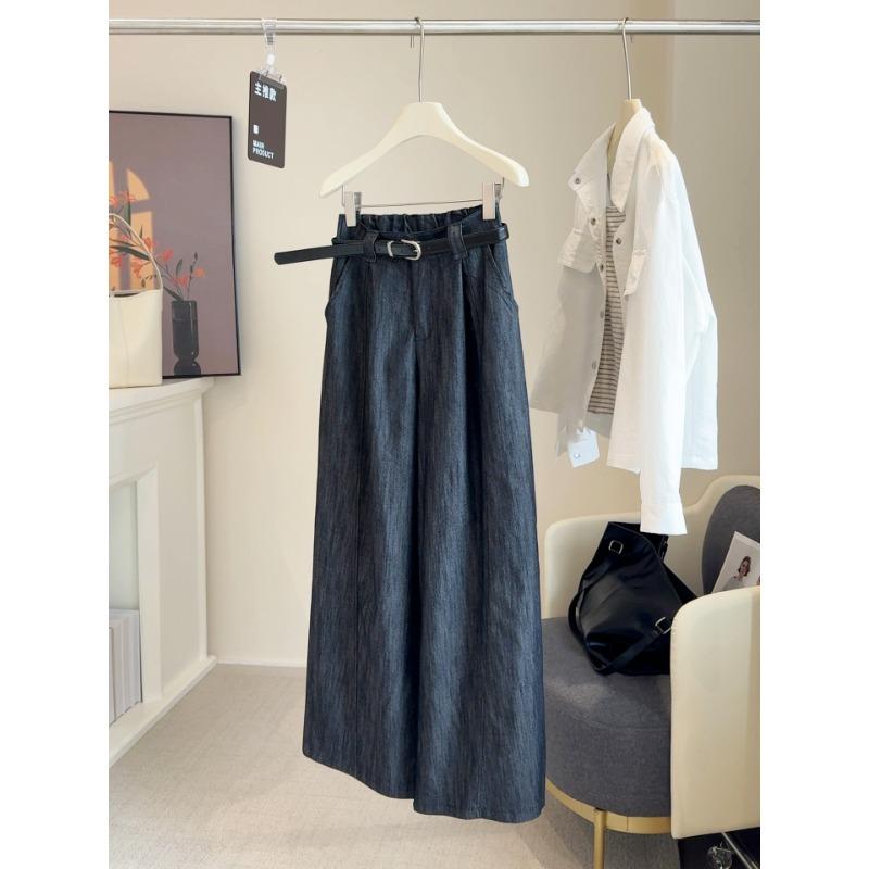 

Ретро брюки деним палаццо Fengtenci для женщин, новинка осени, с высокой посадкой, темпераментные, в старом стиле, прямые, повседневные брюки для женщин L