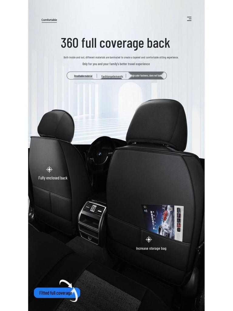 Hyundai Car Seat Cushion Cover for Reina, Elantra, Avante, Verna, Accent - Linen, Fits Five-Seat Models