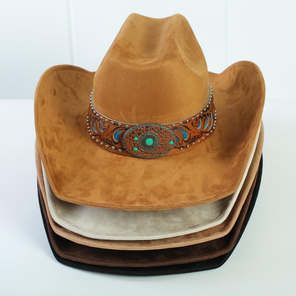 Popolare cappello western da cowboy in camoscio stile europeo e americano per uomo e donna, semplice e alla moda, a tesa larga, cappello jazz