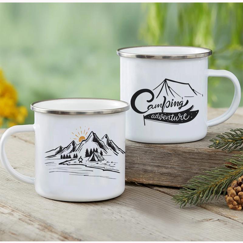 Outdoor Enamel Water Cups, Camping Mug, Campfire Party, Beer Coffee Mugs, Mountain Handle Mug, Best Gifts for Camper Lovers