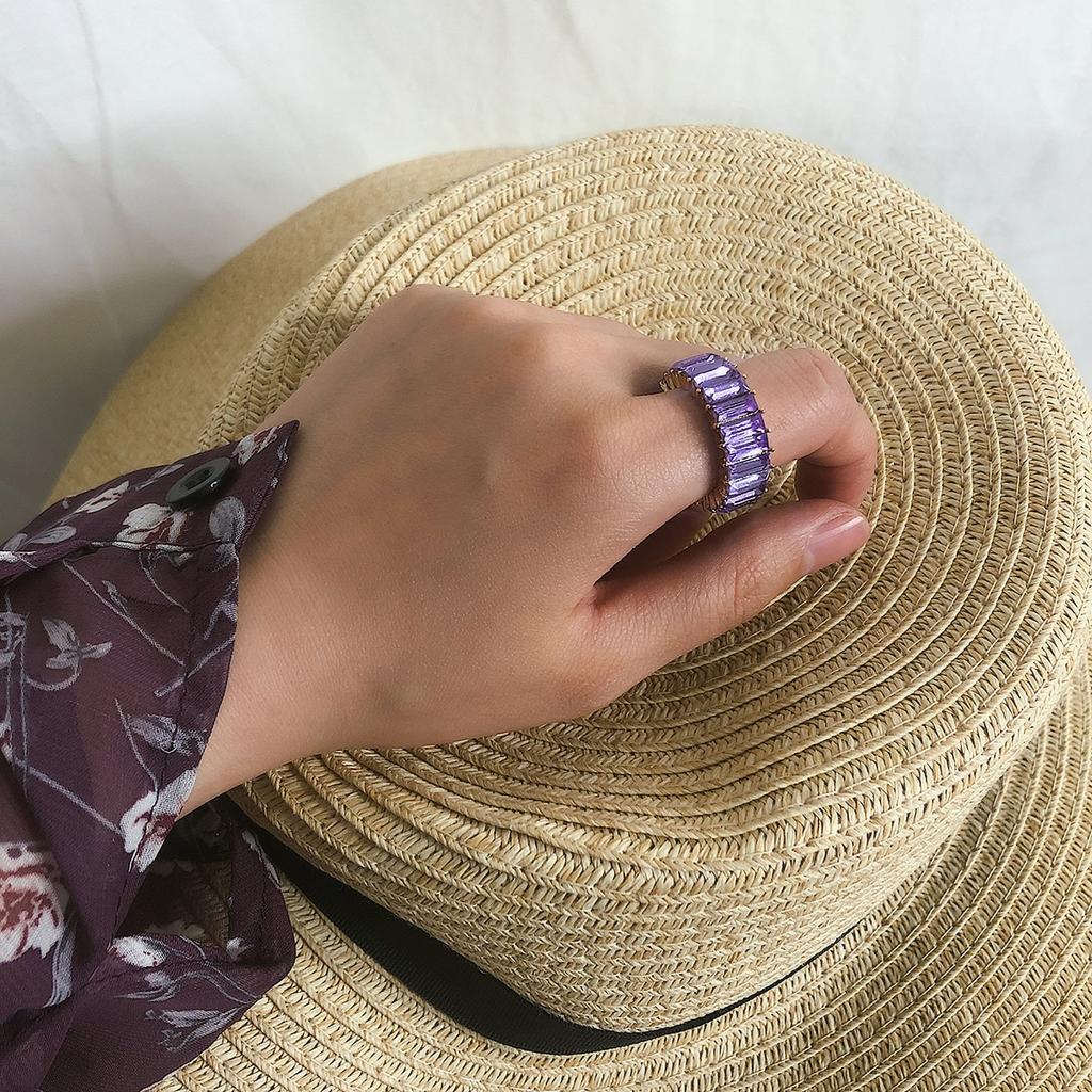 Personalized Trend Diamond Ring Jewelry, Simple Acrylic Diamond-Set Crystal Zircon Ring For Women