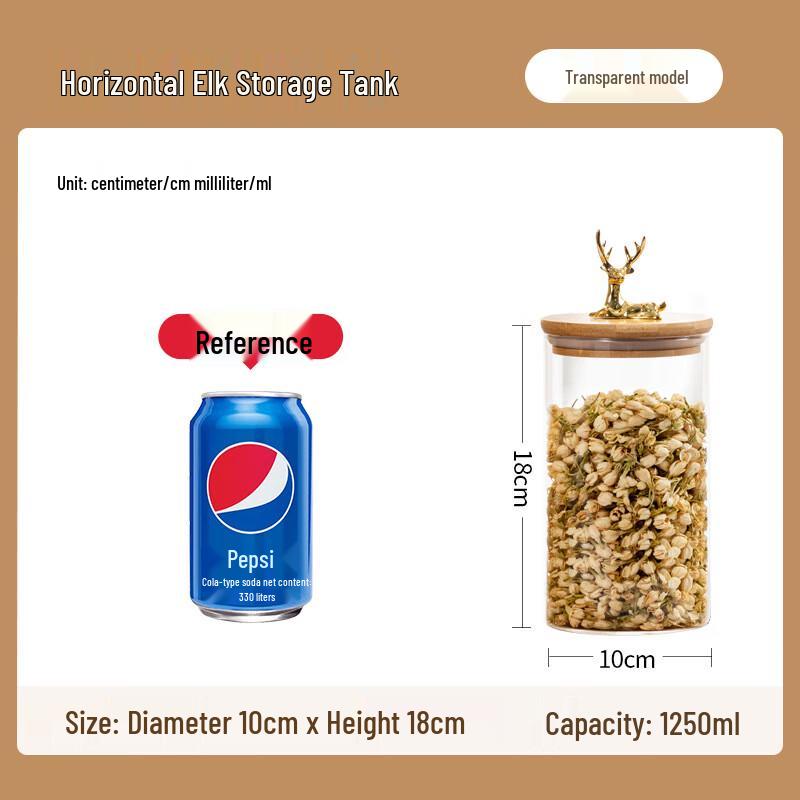 AQ Moose Borosilicate Glass Storage Jar 10*18cm 1250ml