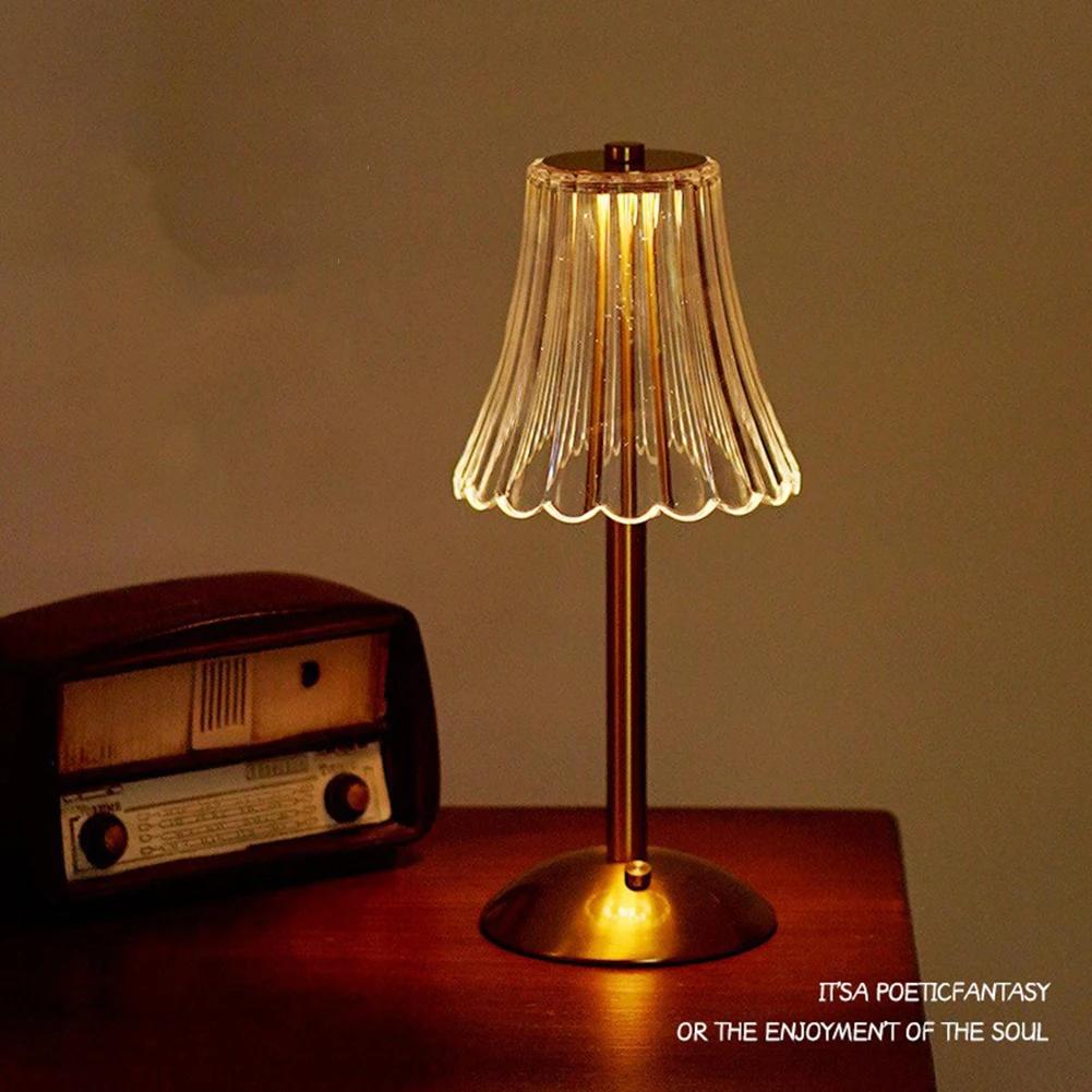 Crystal Table Lamp Crystal Romantic Diamond Bedside Lamp Rechargeable 3 Colors LED Night Light Touch Lamp for Home Decoration