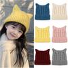 Solid Coloe Kids Cat Ears Hats Cute Ears Winter Cap Comfortable Knitted Beanie Hat  Kids