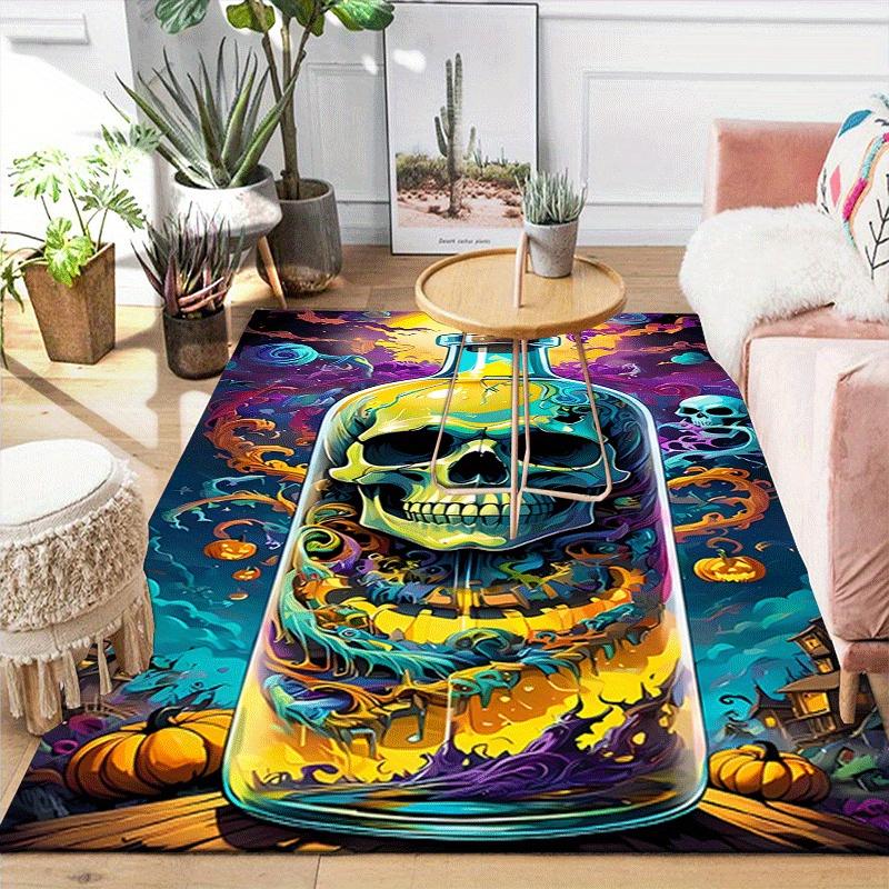 1pc Skull in a bottle Design Indoor Area Rug - Soft, Anti-Slip, and Durable Gaming Room Decor for Bedroom