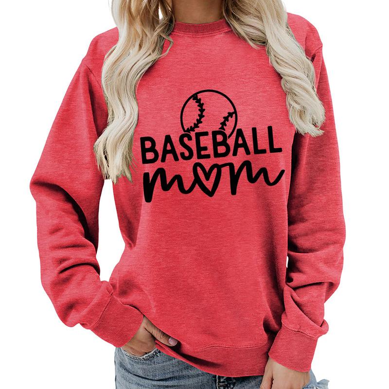 Women's Oversized Crew Neck Letter Print Baseball Sweatshirt Long Sleeve Casual Top Loose Fit Streetwear