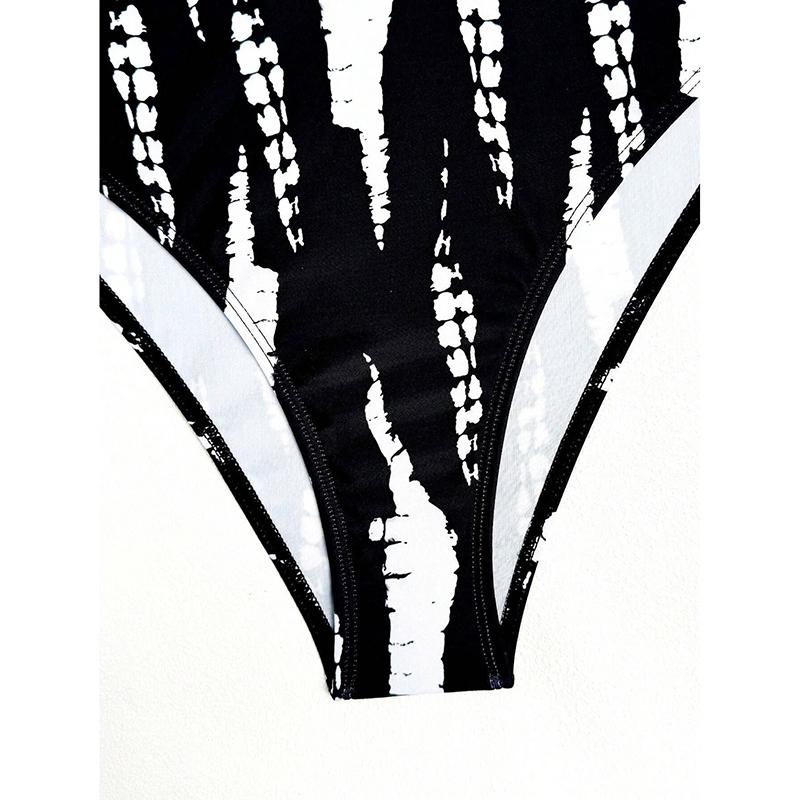 Seksowny czarny pasiasty strój kąpielowy damski z głębokim dekoltem w serek, wycięciami na plecach, kontrolą brzucha, jednoczęściowy kostium kąpielowy, stroje kąpielowe plażowe