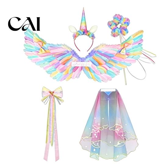Photo Prop Angel Wings Feather Wing for Kids Girls, Colorful Elf Costumes Costume Birthday Party, Fairy Cosplay, Halloween, Performance Swan