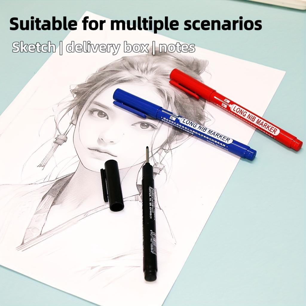6pcs Long Tip (20mm) Quick-Dry Oil-Based Marker Pens - High Quality, Non-Toxic, Smudge-Proof Art & Drafting Markers Students