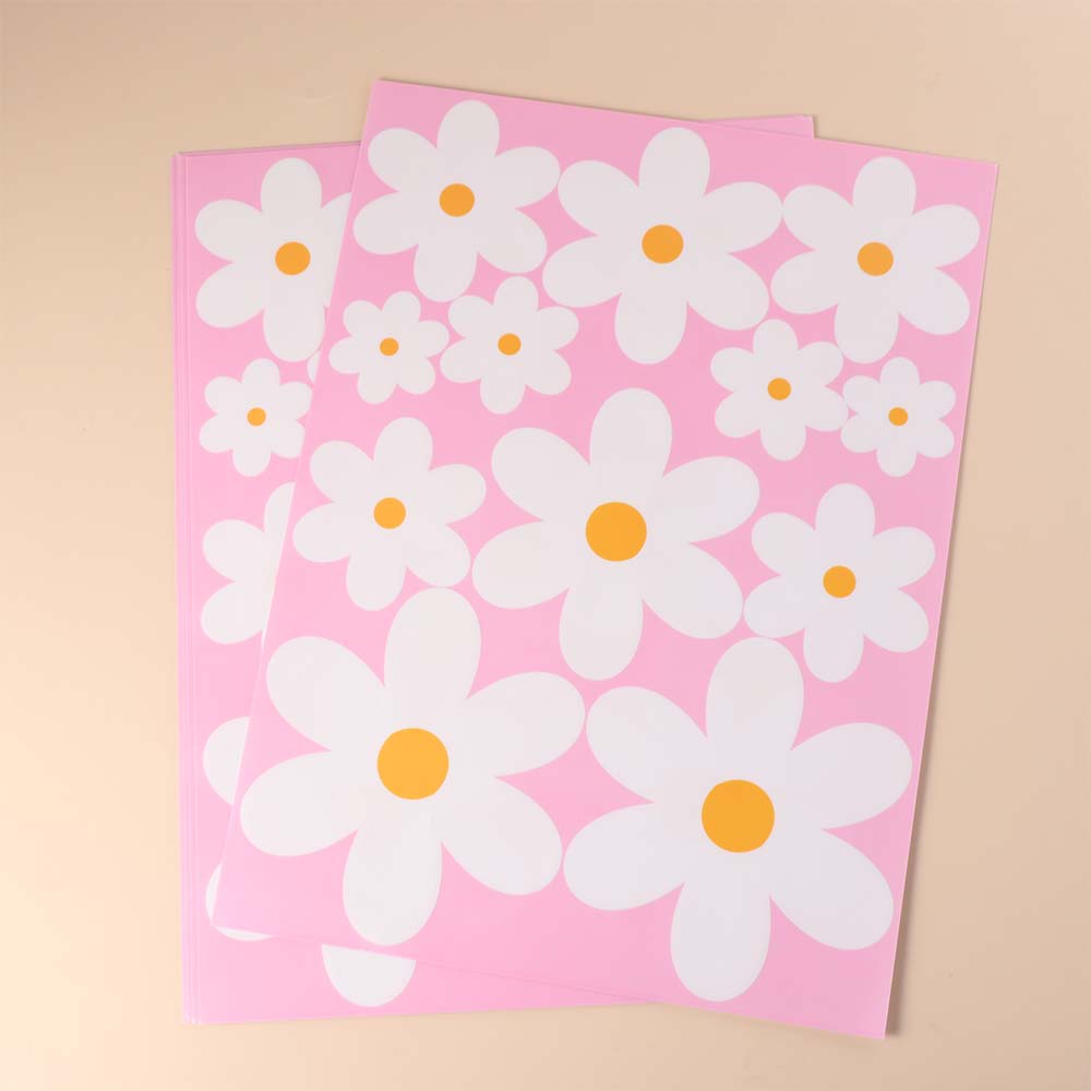 6Sheets/72Pcs/Set PVC Daisy Window Stickers Double Sided Waterproof Flower Wall Stickers Spring Style White Glass Stickers