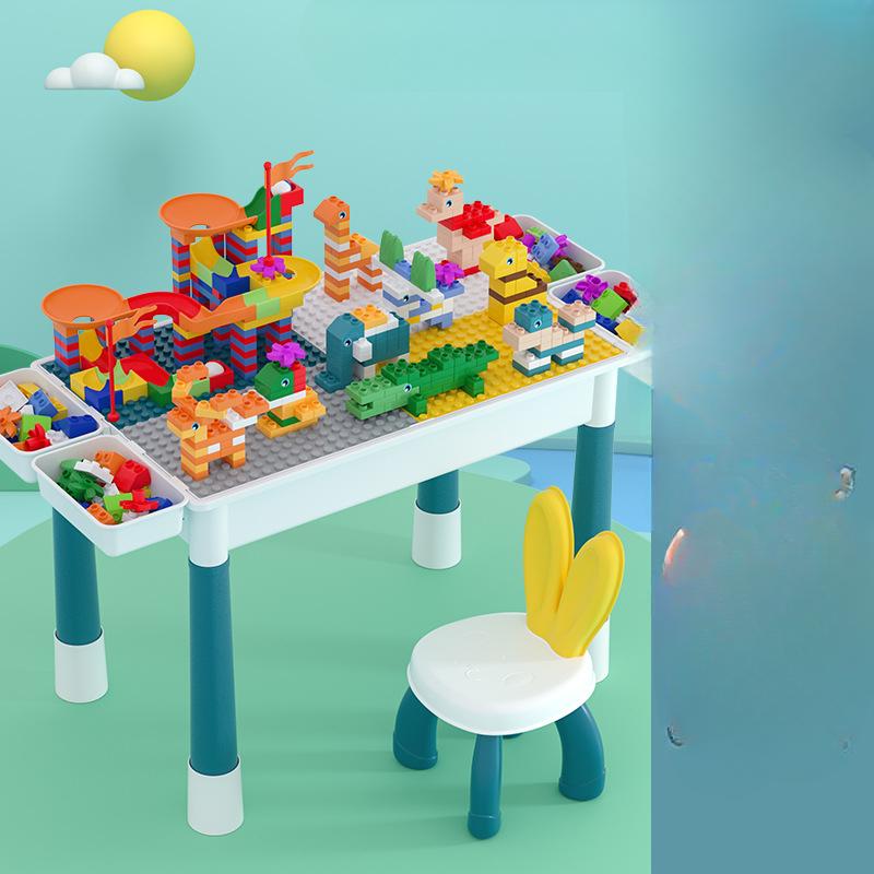 

Игра с крупными частицами, многофункциональная игрушка, строительный блок, стол, раннее образование, головоломка, сборка, совместимая с детьми и младенцами 35*28*18cm