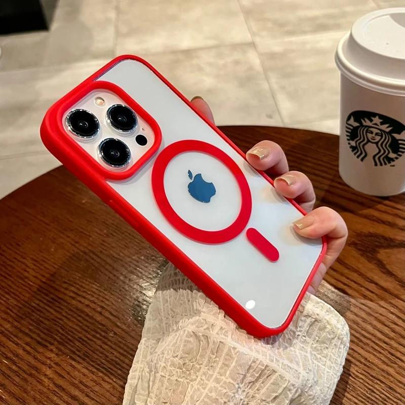 Luxury Wireless Charge For Magsafe Transparent Case For iPhone 16 15 14 13 11 12 Pro Max Plus Mini Magnetic Bumper Cases Cover