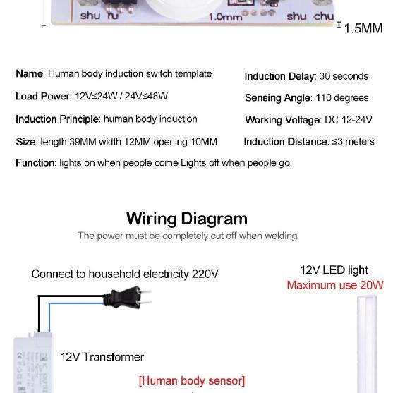 PIR Motion Sensor Switch DC 12V 24V PIR Motion Sensor Movement Detector Activated Timer Automatic Switch ON OFF for LED Strip