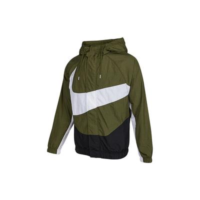 Abbigliamento sportivo Swoosh Grande Stampa Logo Giacca Tessuta con Cappuccio Uomo Giacca Verde Oliva DD5968-326
