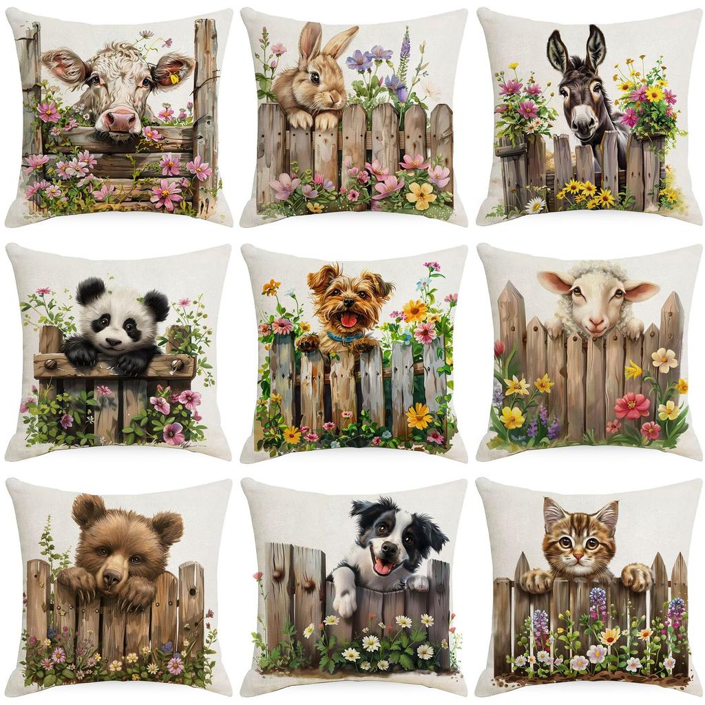 Spring Farm Animal Cow Rabbit Dog Pillowcase Home Decoration Balcony Cushion Decoration Pastoral