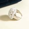 Vintage Gold Color Imitation Pearl Flower Open Rings For Women Exaggerated Metal Irregular Geometric Finger Rings Jewelry