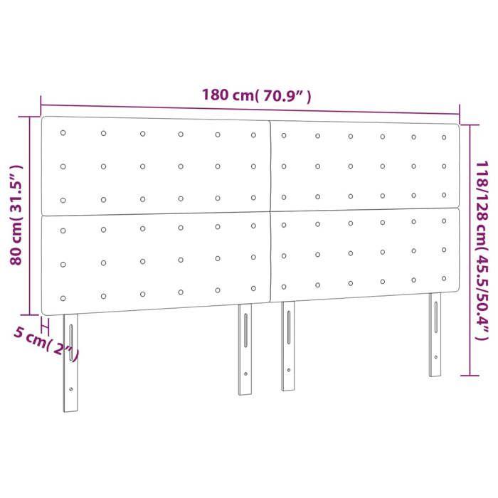 VidaXL Tête de Lit à LED Meuble de Chambre à Coucher Accessoire de Lit Double Tête de Cadre de Lit Intérieur Noir 3122874