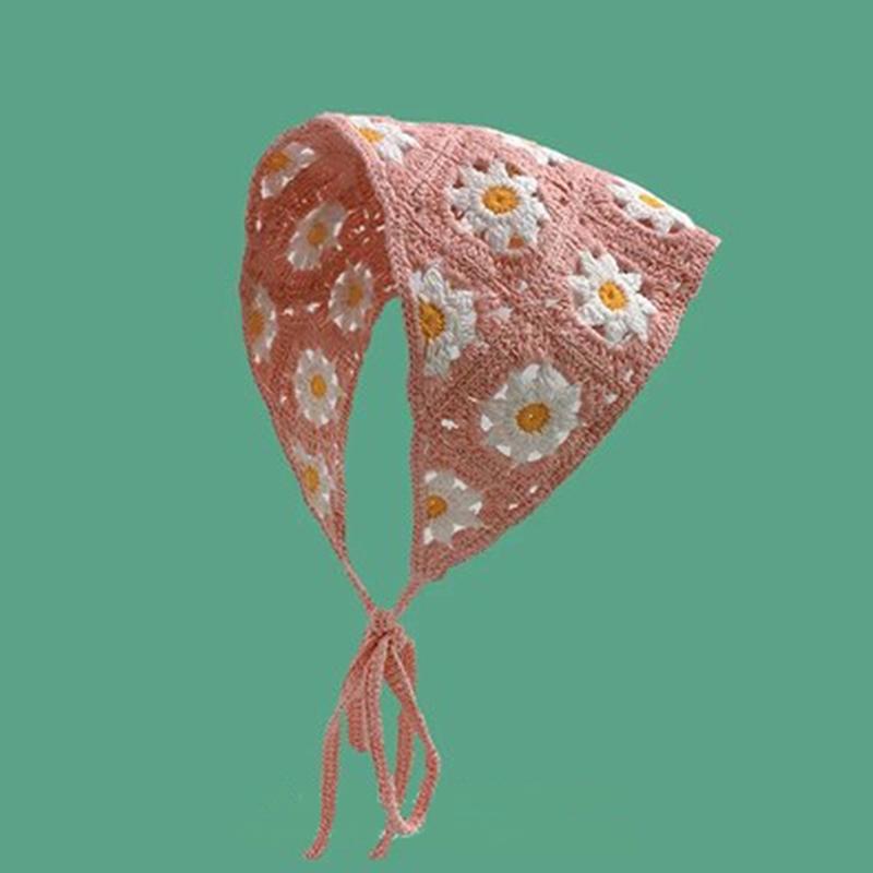 Süßes Niedliches Gestricktes Dreieck Stirnband Französischer Pastoralstil Stirnband Für Frauen Mädchen Kleine Blume Kopftuch Haaraccessoires