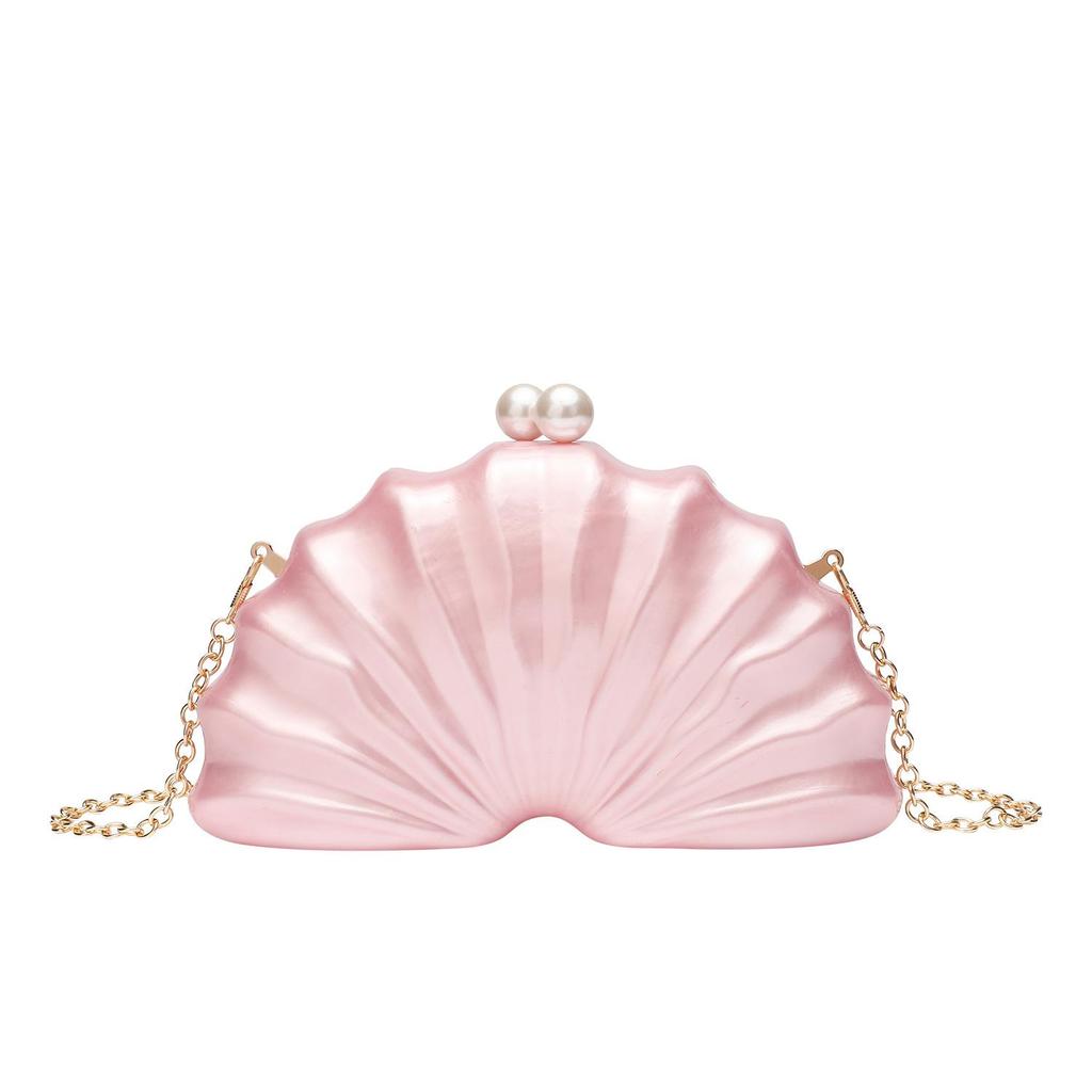 Women's Stylish One-Shoulder Crossbody Bag: Irregular Shell Acrylic Clutch for Weddings & Banquets