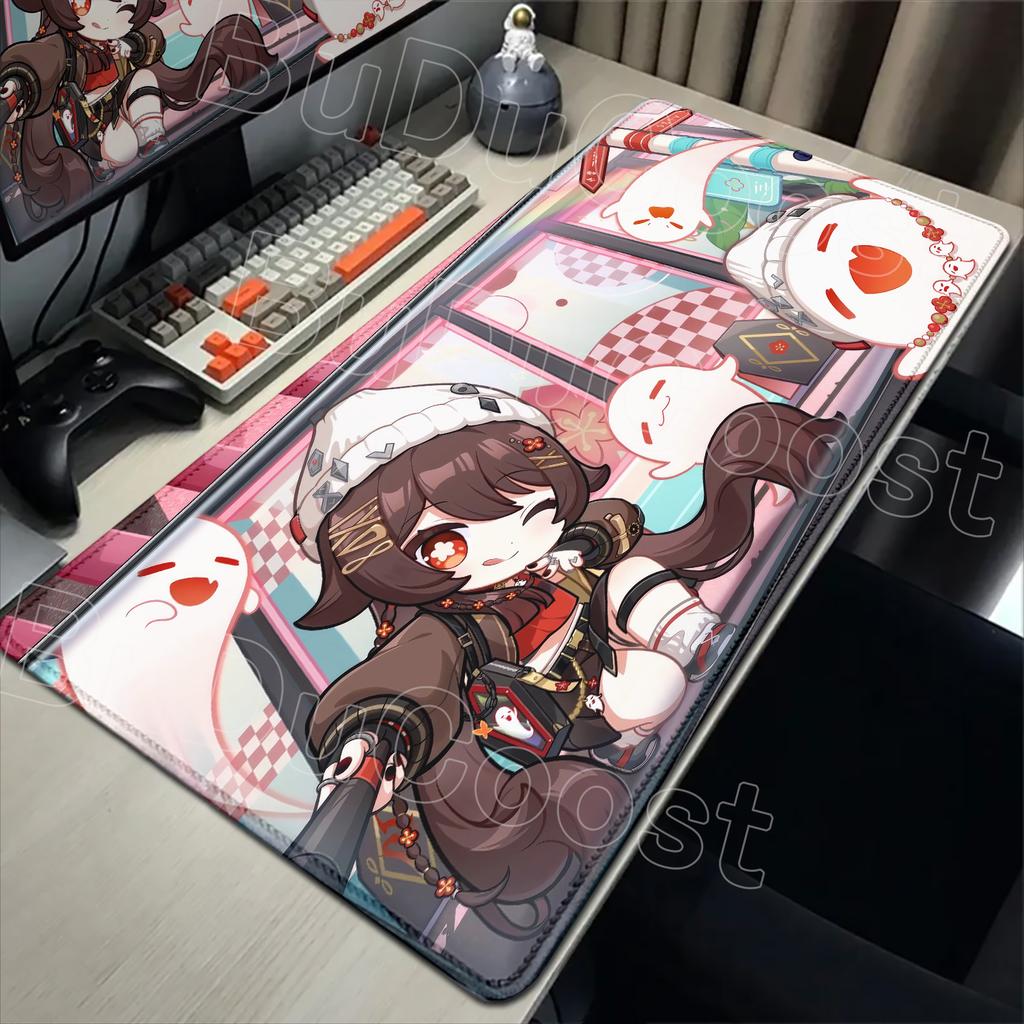 2026 New Wallpaper Genshin Impact Mousepad Cute Kawaii Hu Tao Anime Mouse Pad Large Gaming Mousepad Pc Desk Gamer Keyboard Pads