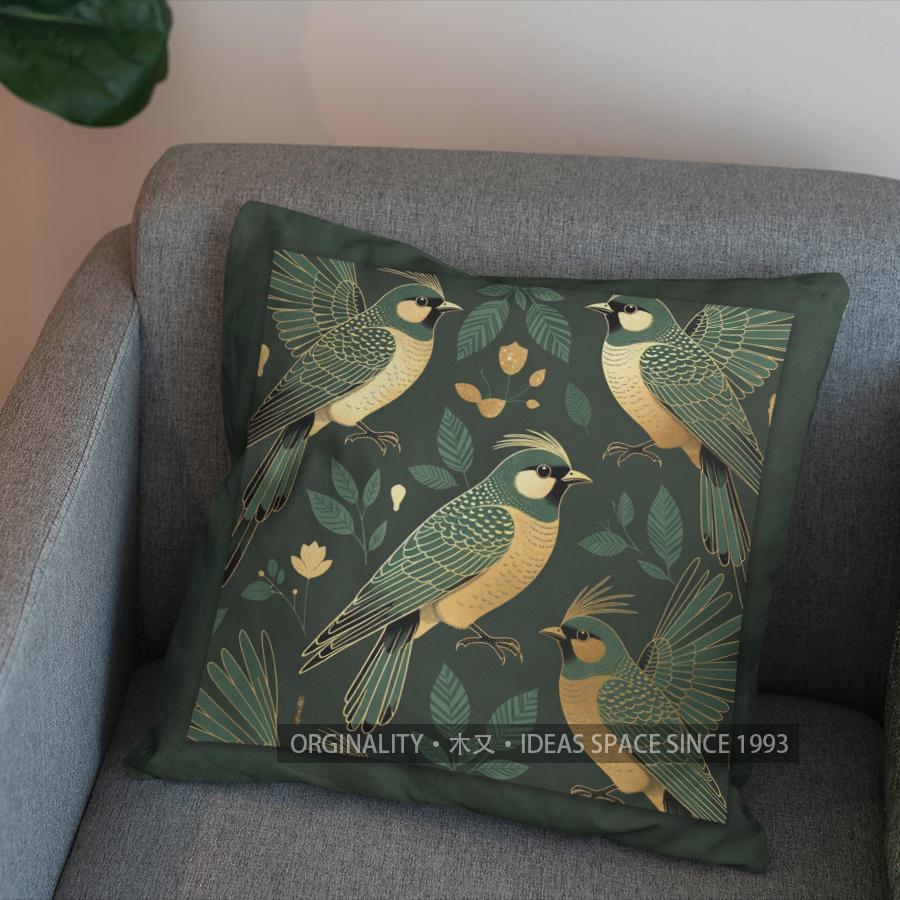 2D Elegant Birds And Floral Pattern Pillow Cover Pattern Cushion Cover Suitable For Sofa Bedroom Car Pillow Cover
