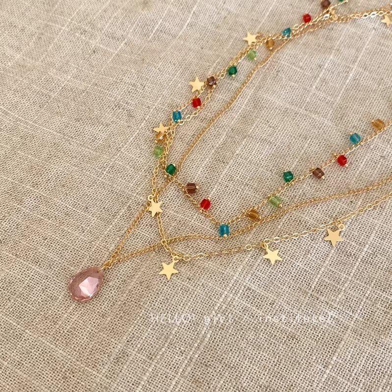 Vintage Multi-Layer Stacking Necklace - Women's Luxury Seaside Clavicle Chain, French-Style Accessory.