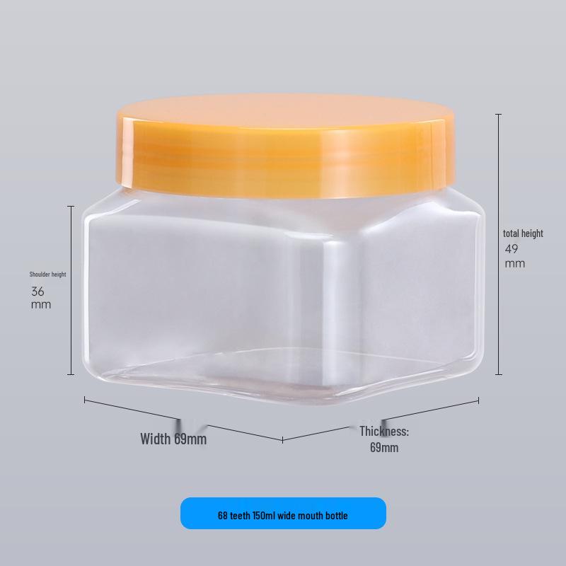 150ml Square Transparent Wide-Mouth PET Bottle for Cosmetic Packaging