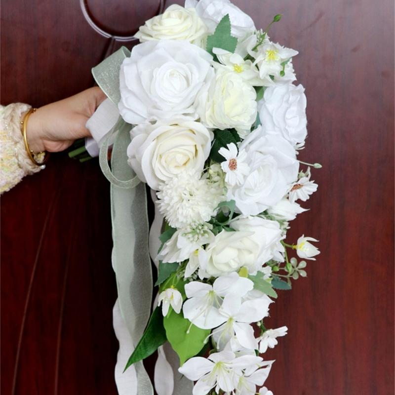 Tassels Water Droplet Bouquets Waterfall Bouquets Elegant Beautiful Flowers for Bride's Wedding Ceremony