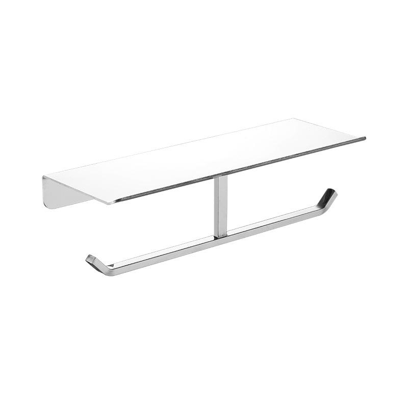 Punch-Free Stainless Steel Toilet Paper Holder with Mobile Phone Shelf