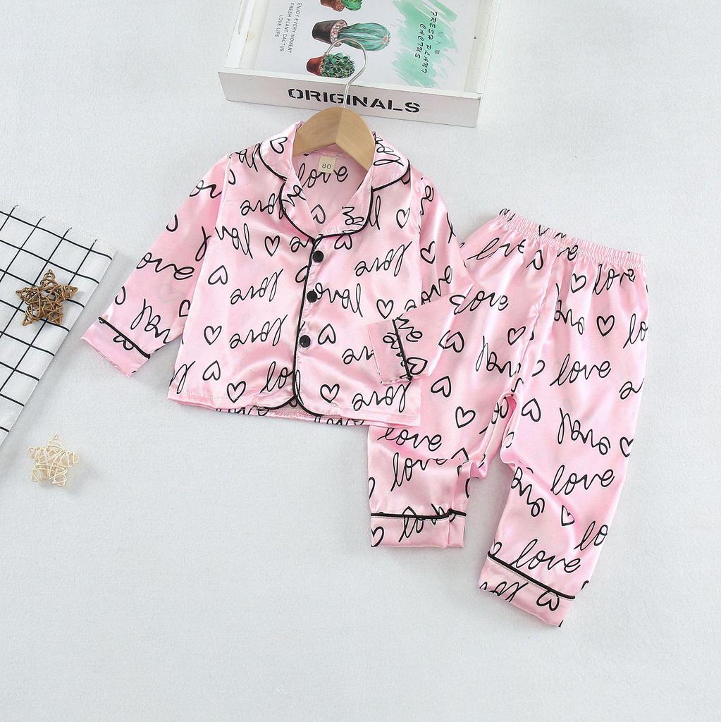 Conjunto de Pijama Infantil de Algodón Seda de Dibujos Animados