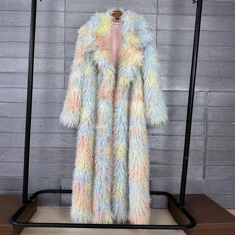 Womens Faux Fur Coat Longline Blazer Style Winter Warmth Streetwear Fashion