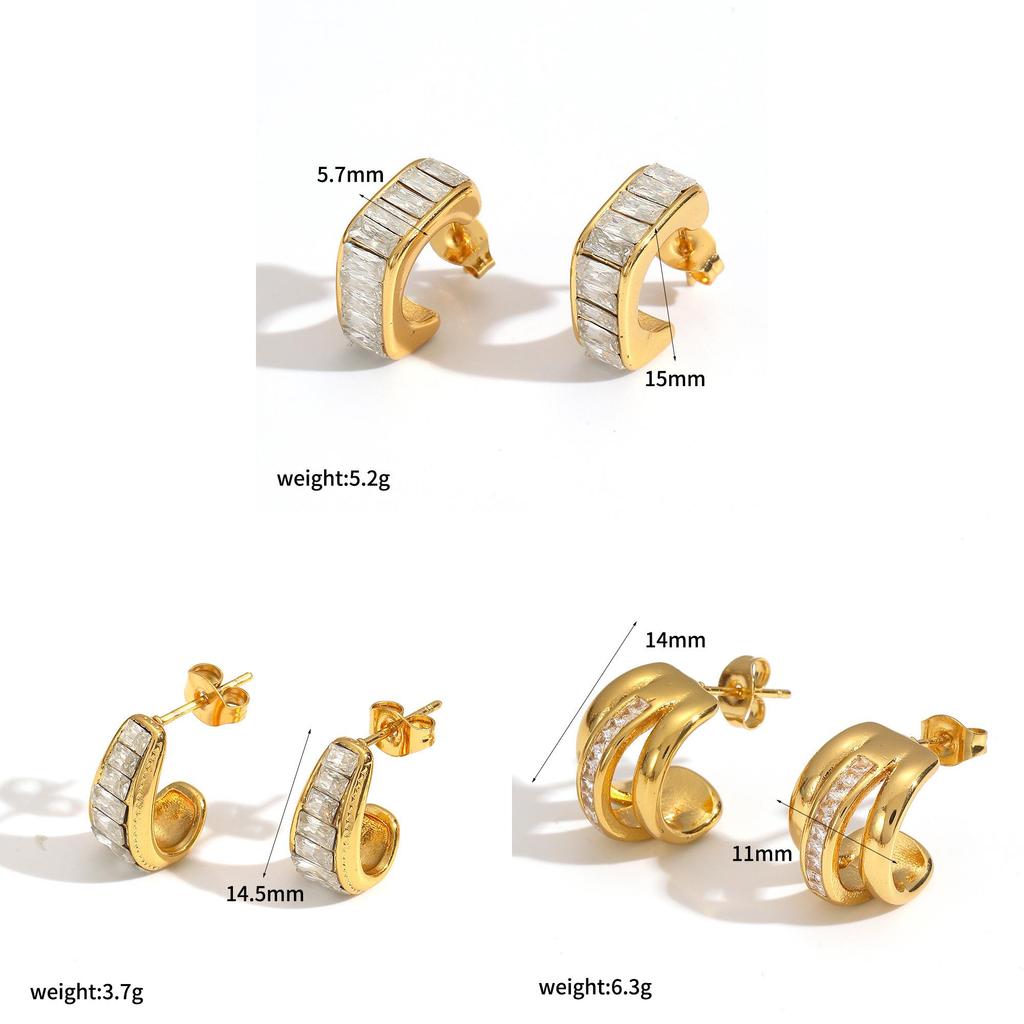 Geometric Stainless Steel Earrings For Women With Pvd Coating Fashion Jewelry Gift For Office